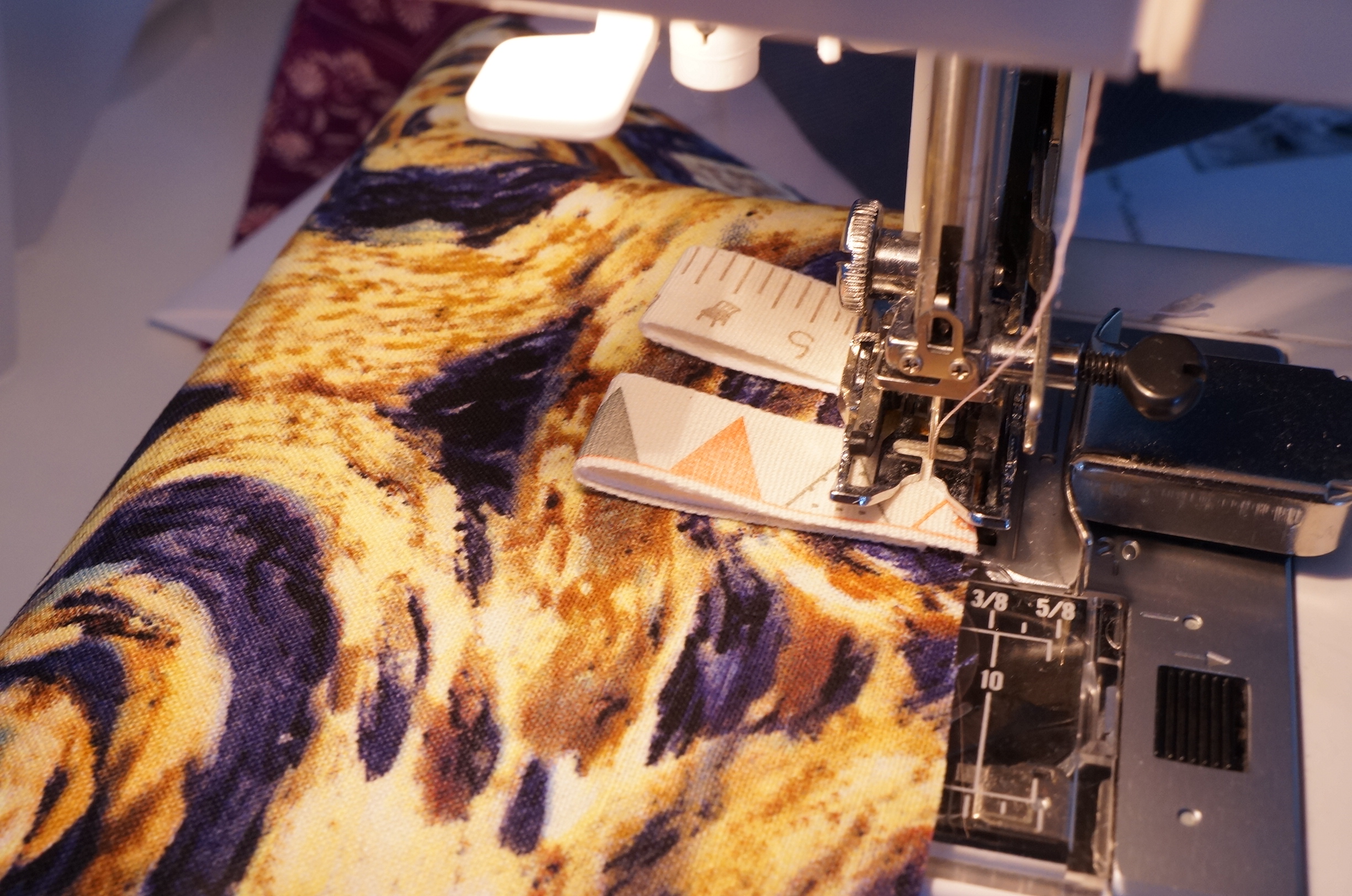 3. Baste the loops on to the Print fabric.
