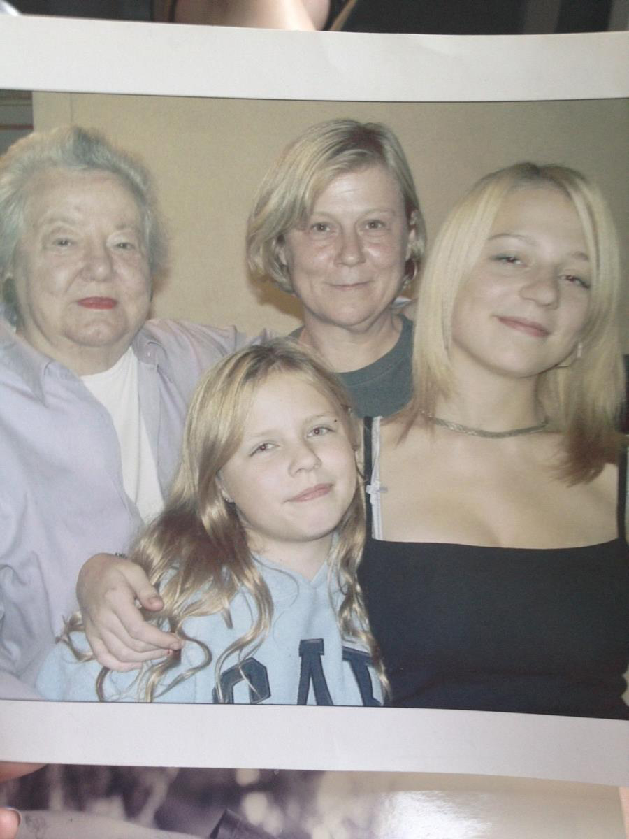  Maisie's 18th birthday, Dowlas Street, 2002, Nan-Nan, Phoebe, Di, Maisie. 