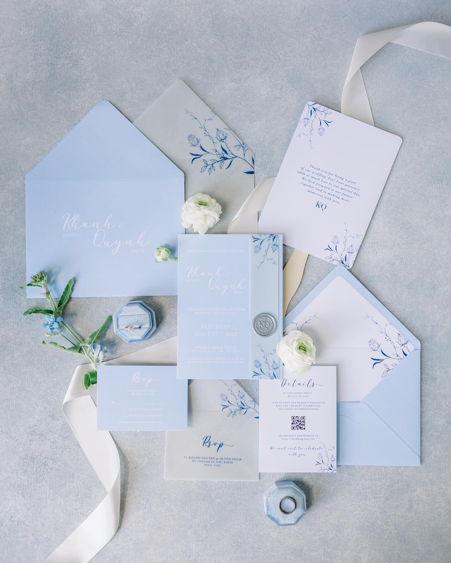 It&rsquo;s so surreal to be back home! Naturally, today will be a catch-up day so lots of errands and tasks to complete! 

In the meantime, here&rsquo;s a beautiful wedding stationery suite. Isn&rsquo;t the blue just so calming? Everything about this