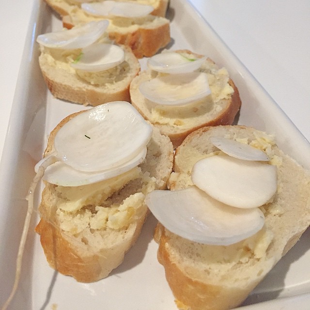 Tea sandwich 2 miso butter and raw turnips #foodstagram.jpg