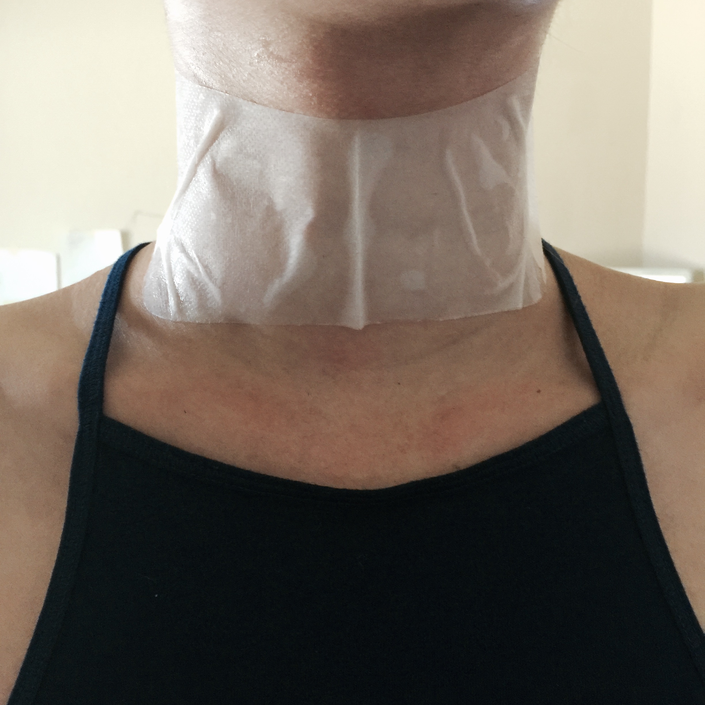 This is how the patch stayed on. It was sort of uneven because it couldn't stay on. But during the time I had it on, I kept smoothing the patch out so it could stay in place. 