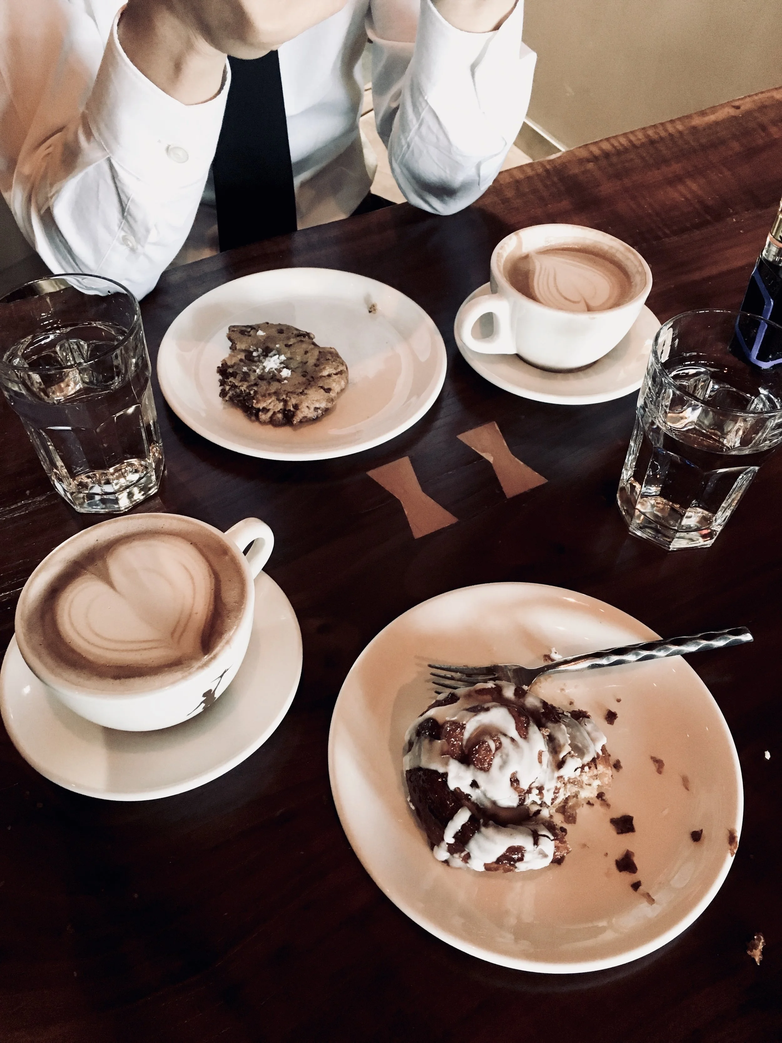 Pretty much sums up what we had got. WHAT I GOT: Hot chocolate + cinnamon roll WHAT JARREN GOT: Mocha + chocolate cookie