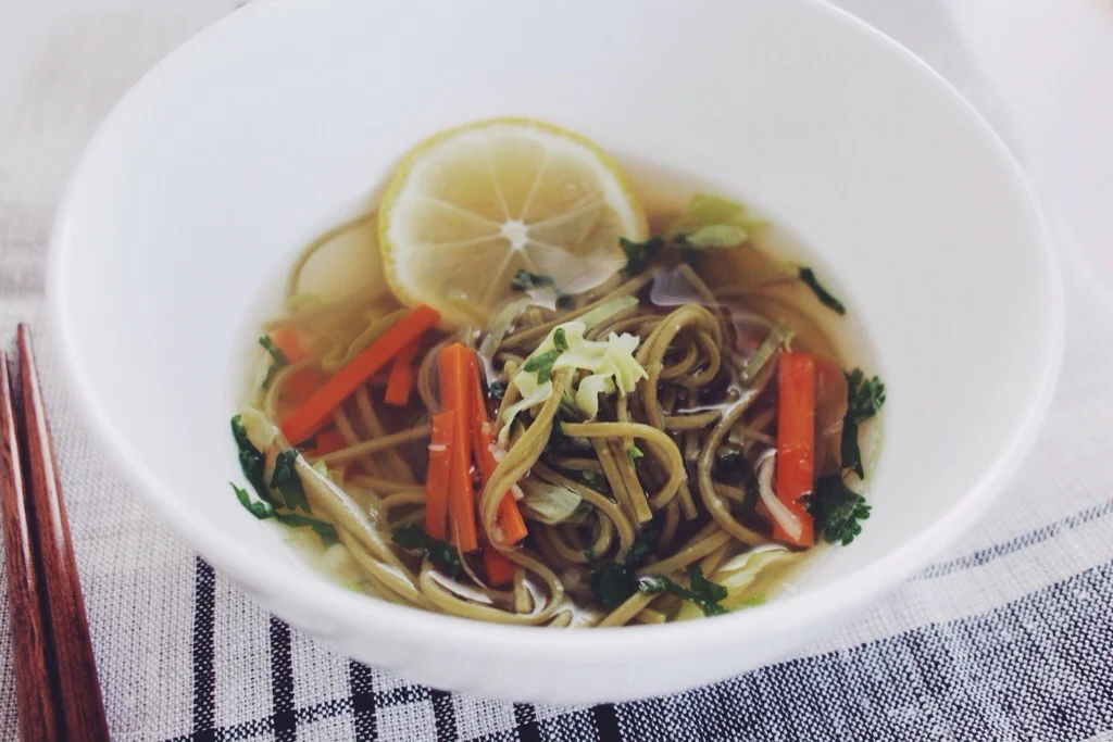 Vegetarian Ramen with Matcha Noodles
