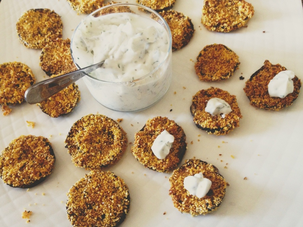 Vegan Polenta Crusted Eggplant