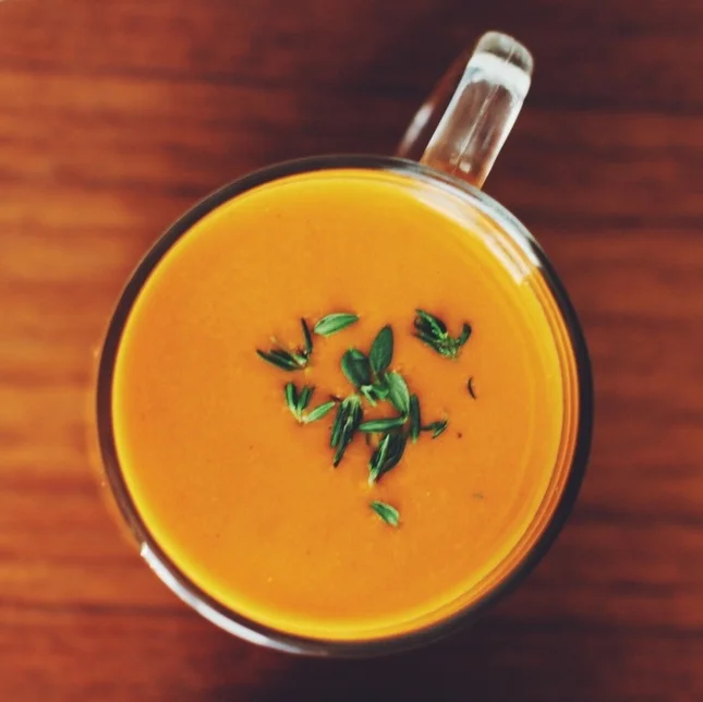 Roasted Tomato Soup Infused with Goat Cheese