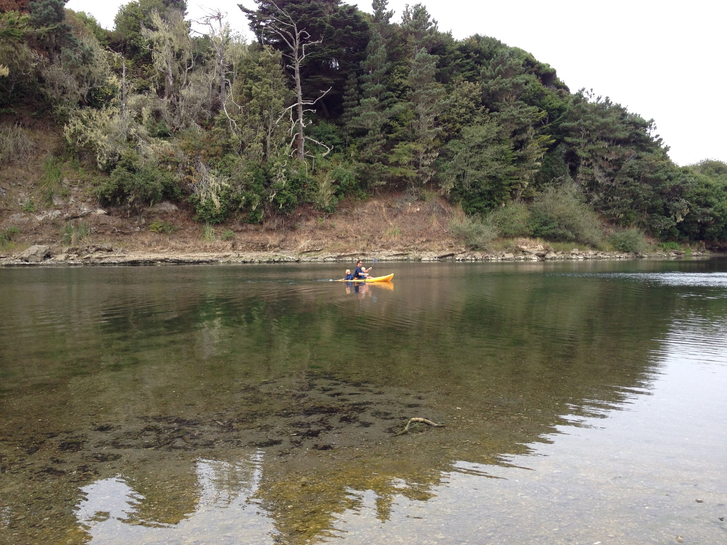 Kayaking on the Gualala River mouth at the north end of Sea Ranch 