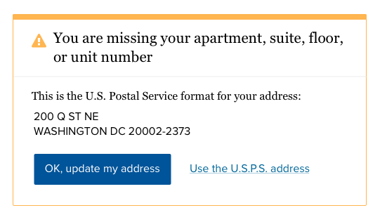 In-line form warnings help users correct mistakes