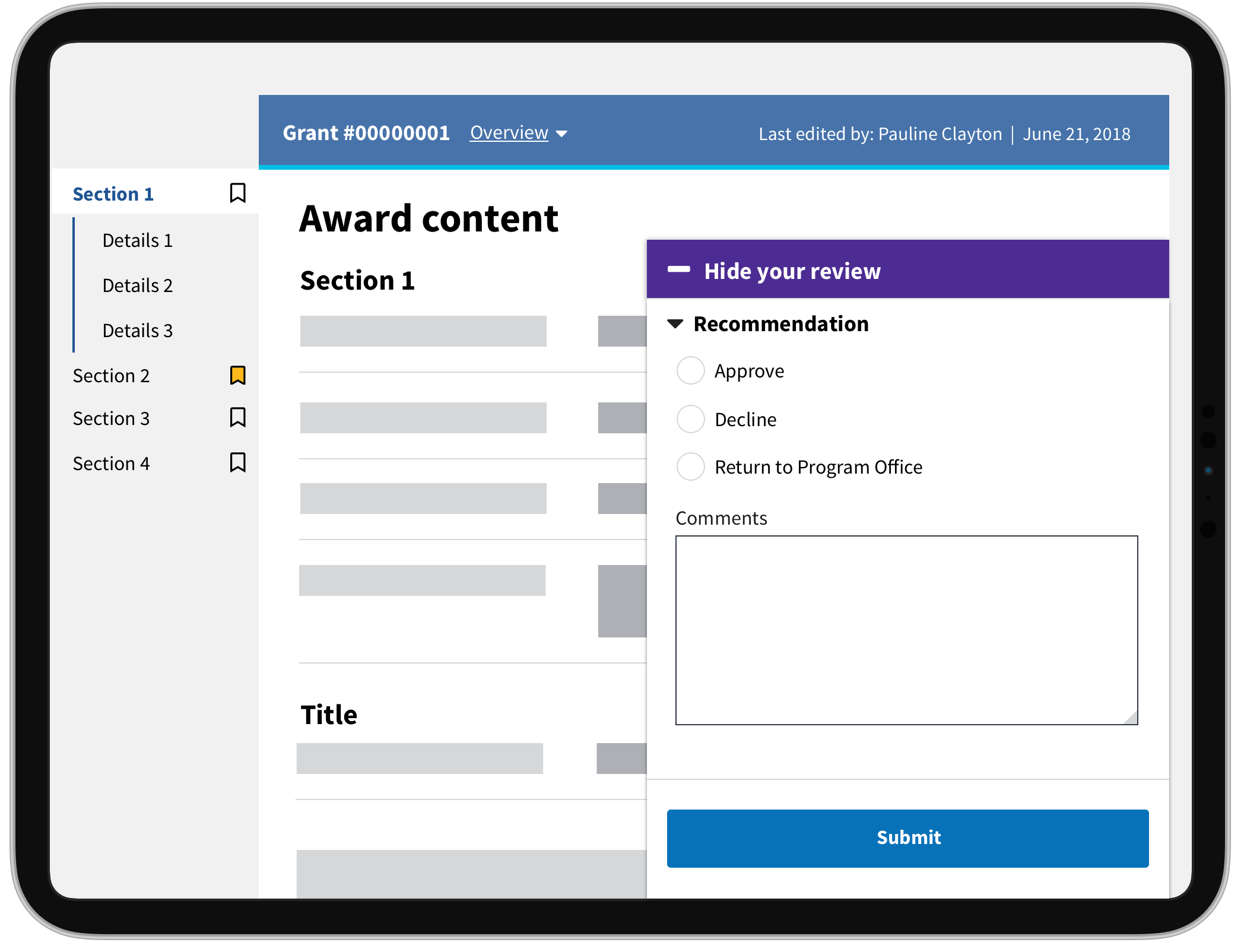 This flexible interface allowed users to review applications as they see fit.