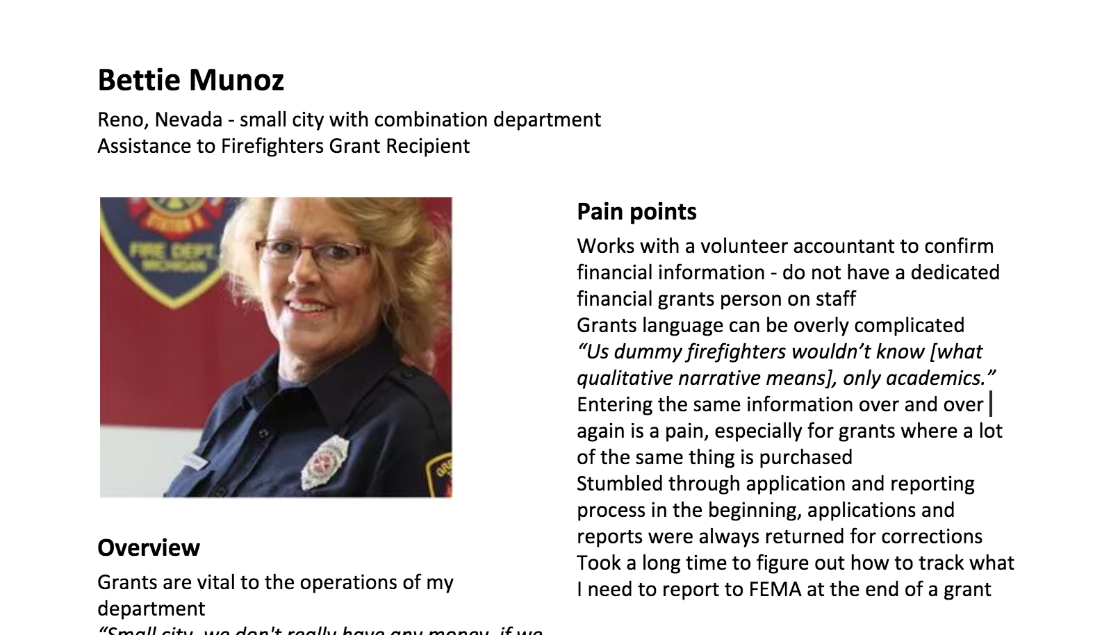Research deliverables included personas