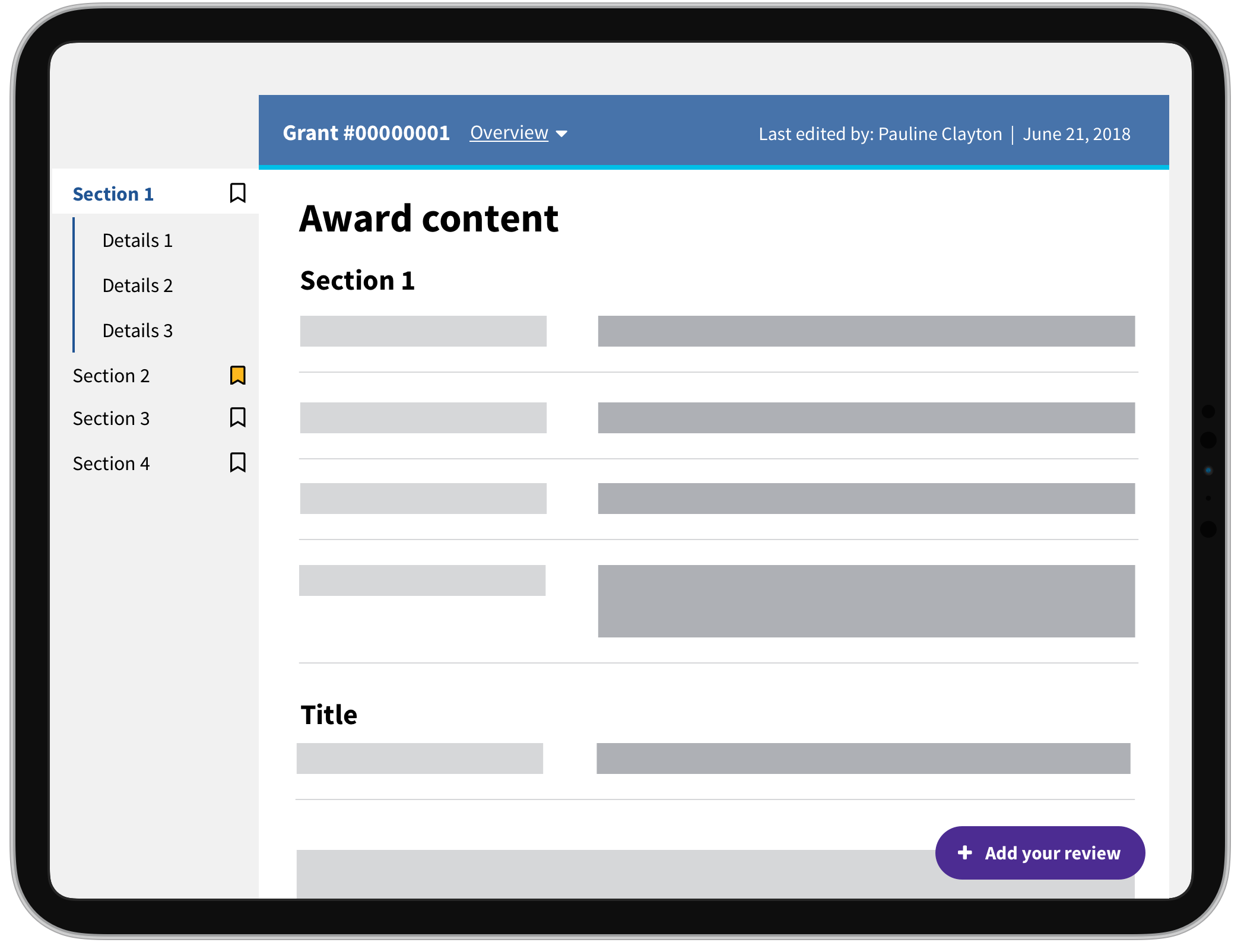The review screen helps FEMA employees review grant applications more efficiently.