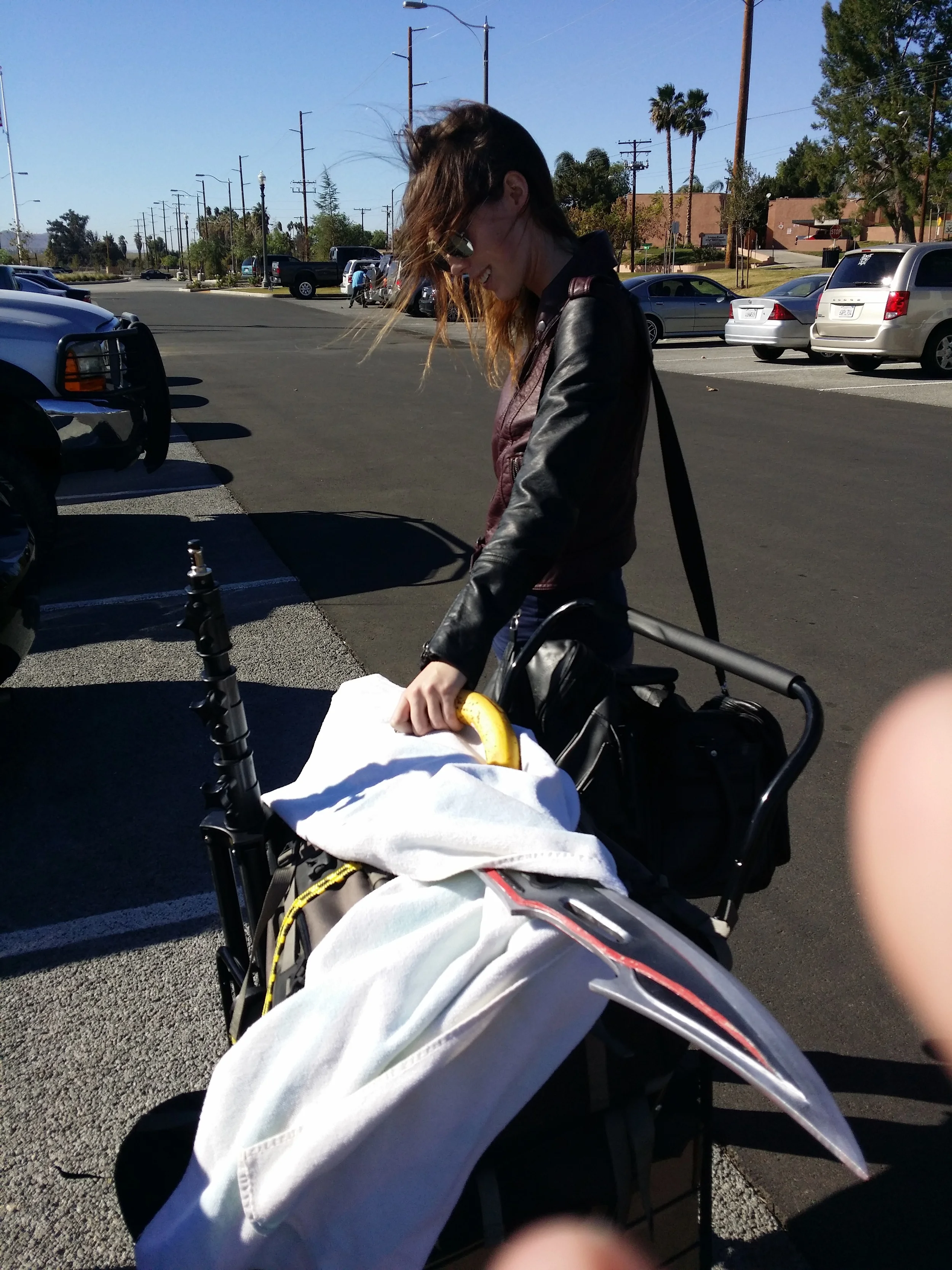 Our little cart of crap. Yes, that is a sword. And a banana.