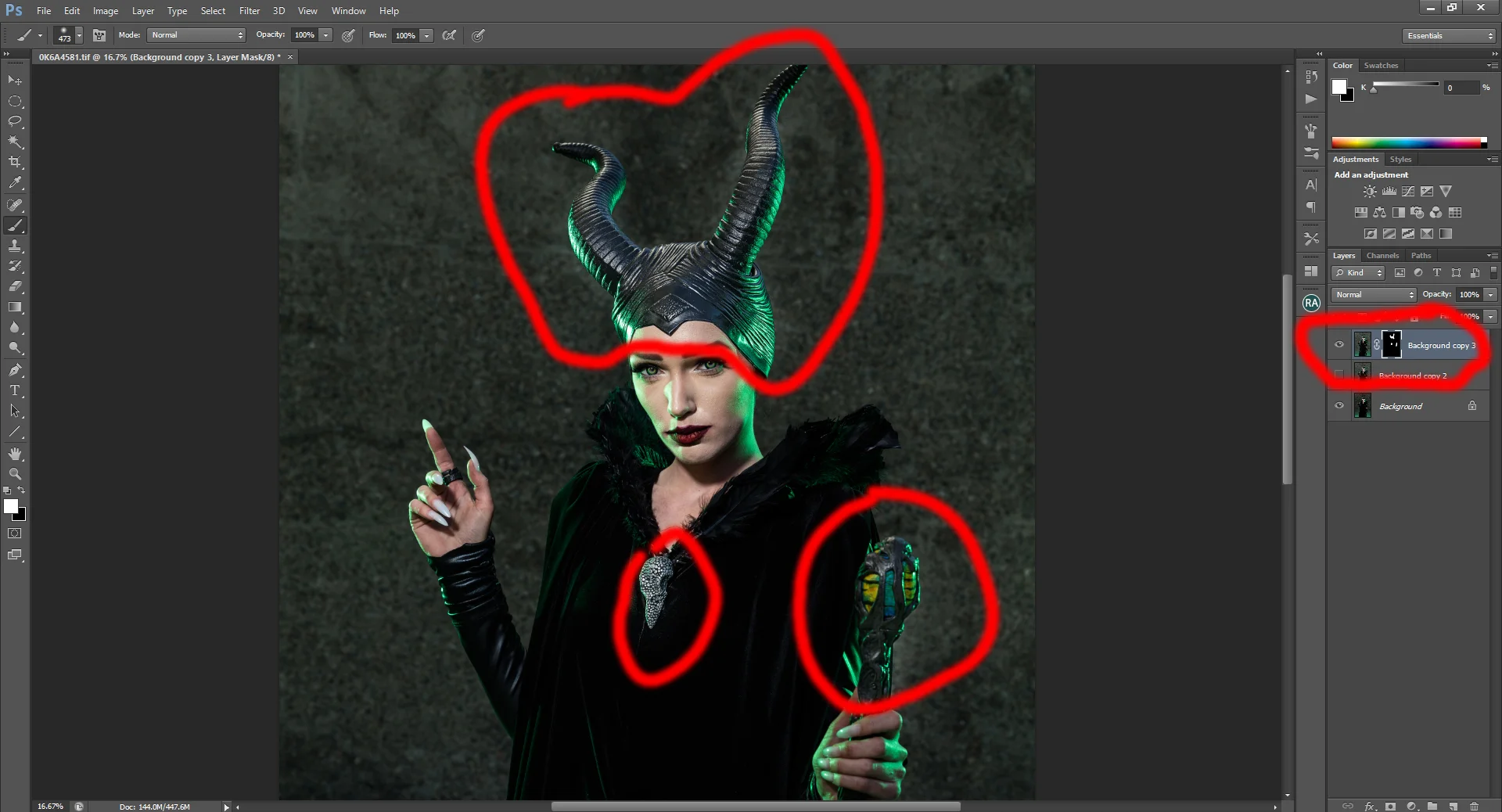 Select this masking layer and use a white brush to paint in ONLY the areas you want this effect applied to.