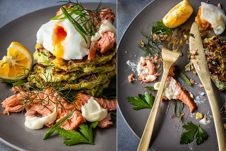 The Food Union - Zucchini Fritters with Hot Smoked Salmon