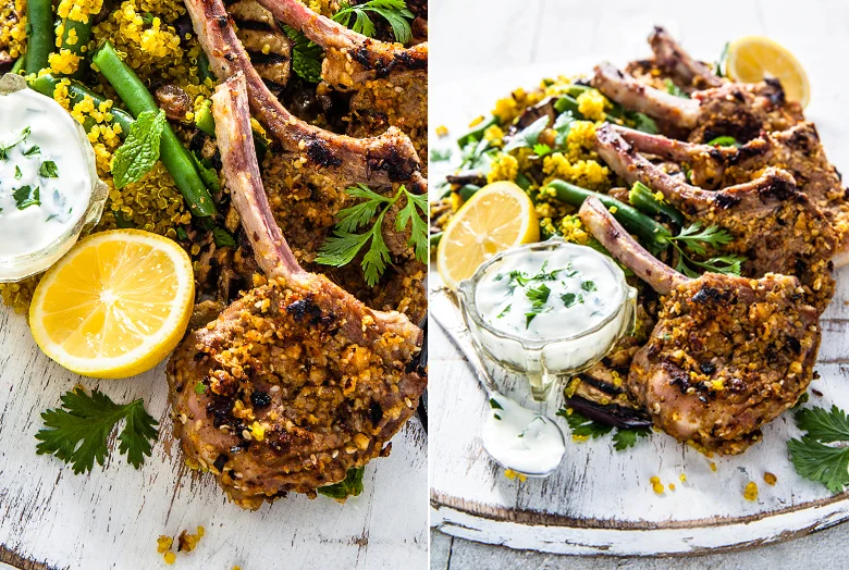 The Food Union - Dukkah Lamb Cutlets with Quinoa & Aubergine Sal