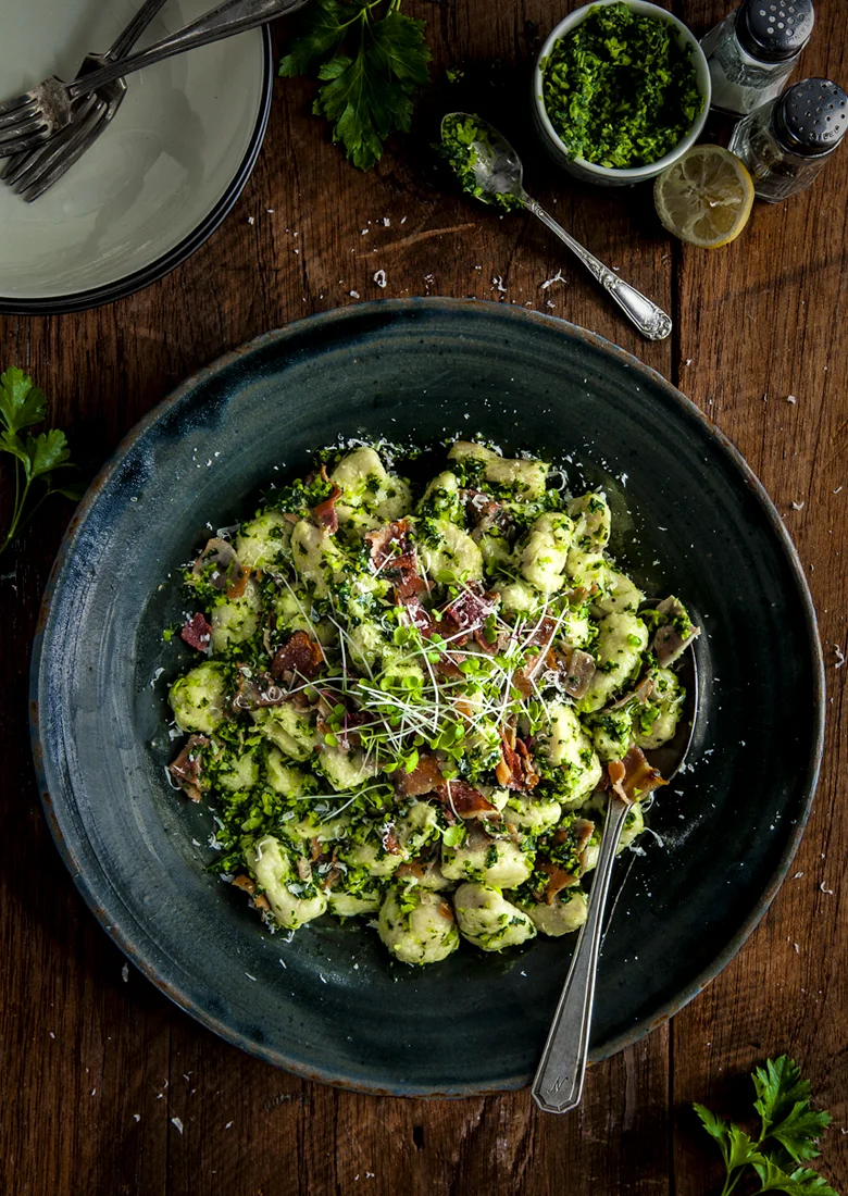 The Food Union - Gnocchi with Pancetta & Summer Pesto