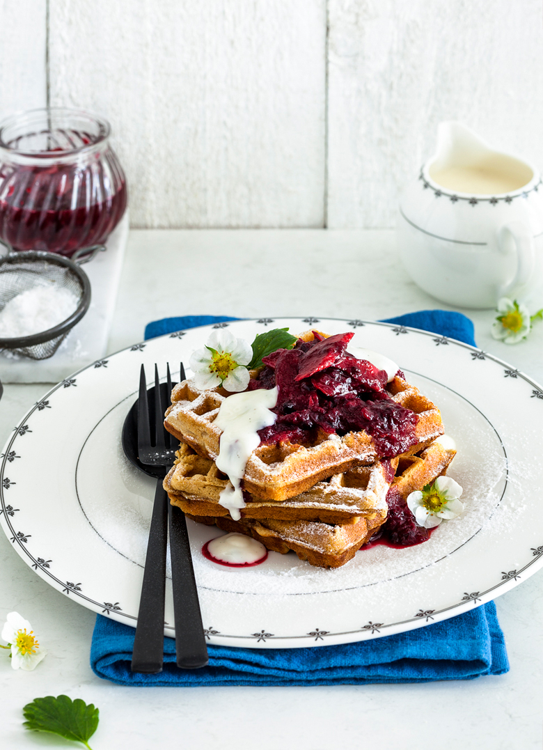 The Food Union - Rhubarb & Berry Waffles