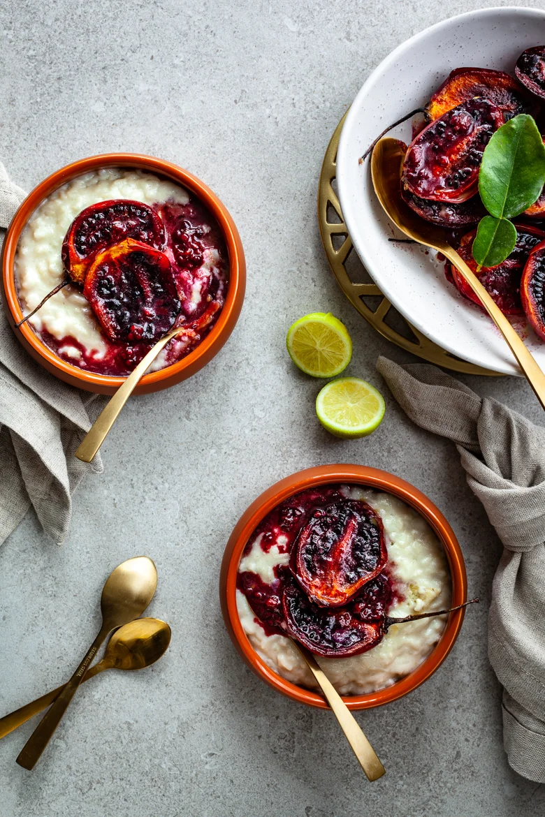 MM - Coconut & Lime Rice Pudding with Baked Tamarillos