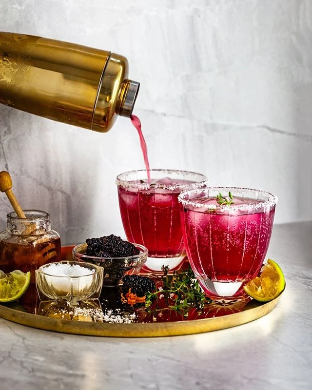 Apologies for the extended radio silence on the blog recently, work & life has been getting in the way of my personal work and blog. But I’m back now ready to rock n roll in the lead up to Christmas. 
For everyone out there in blog land who are keen to partake of some Christmas cheer, I’m here to help. Repeating last year’s 10 day Christmas Countdown I’ve decide to put together a few of my favourite cocktail recipes in the run up to Christmas. So starting today at Day 10 we have a Blackberry Plum Margarita. Beautiful colour and the perfect tipple for those unexpected visitors. 
Enjoy!

Recipe on the blog - link in profile. 
Mixed, styled, 📸& drunk by me.