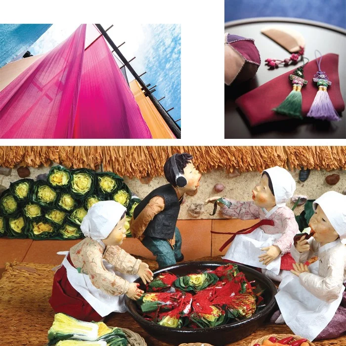 Naturally dyed fabrics Embroidered accessories Korean mulberry paper dolls
