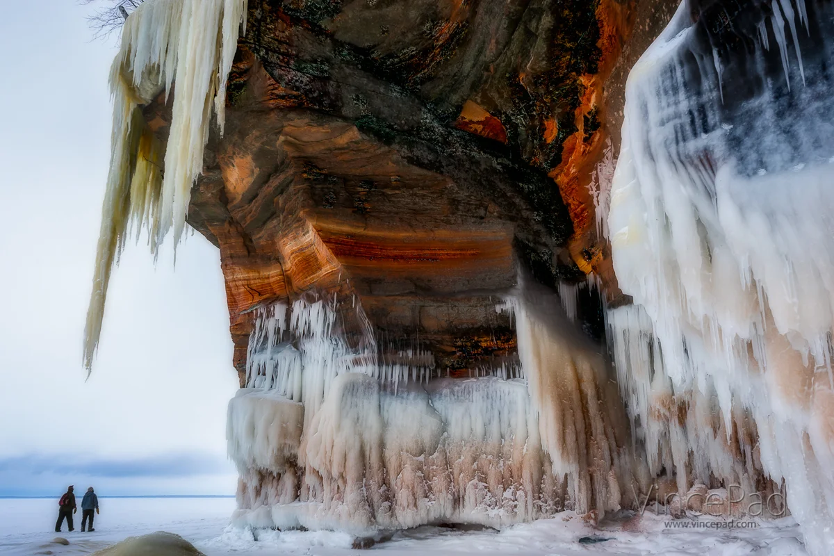 The colors of the ice and sandstone cliffs was breathtaking. And look at the size of those hanging icicles!
