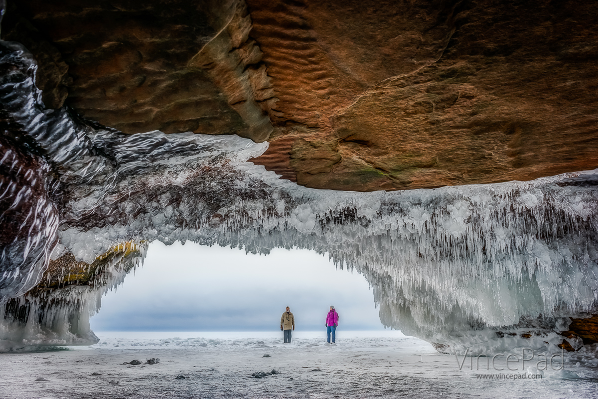 Looking out toward Lake Superior from inside one of the deeper sea caves.