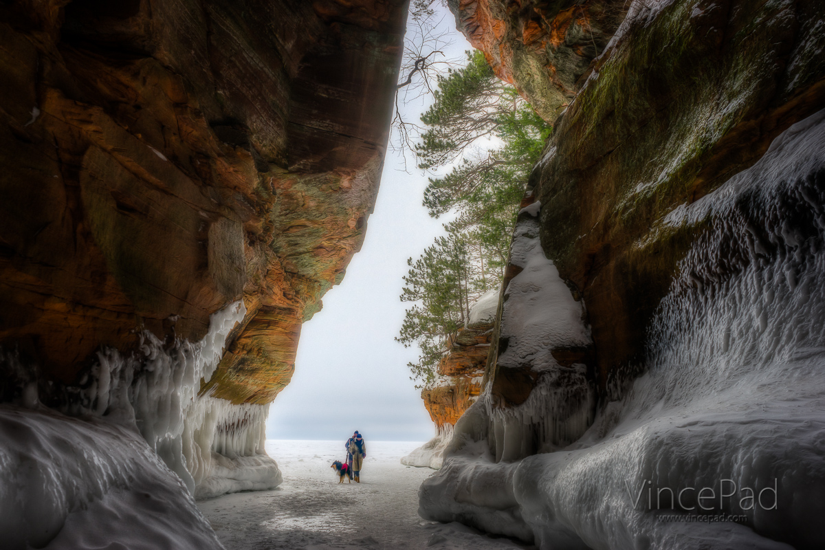 The ice in this crevasse was very smooth compared to the ice on less protected areas of the sandstone cliffs.