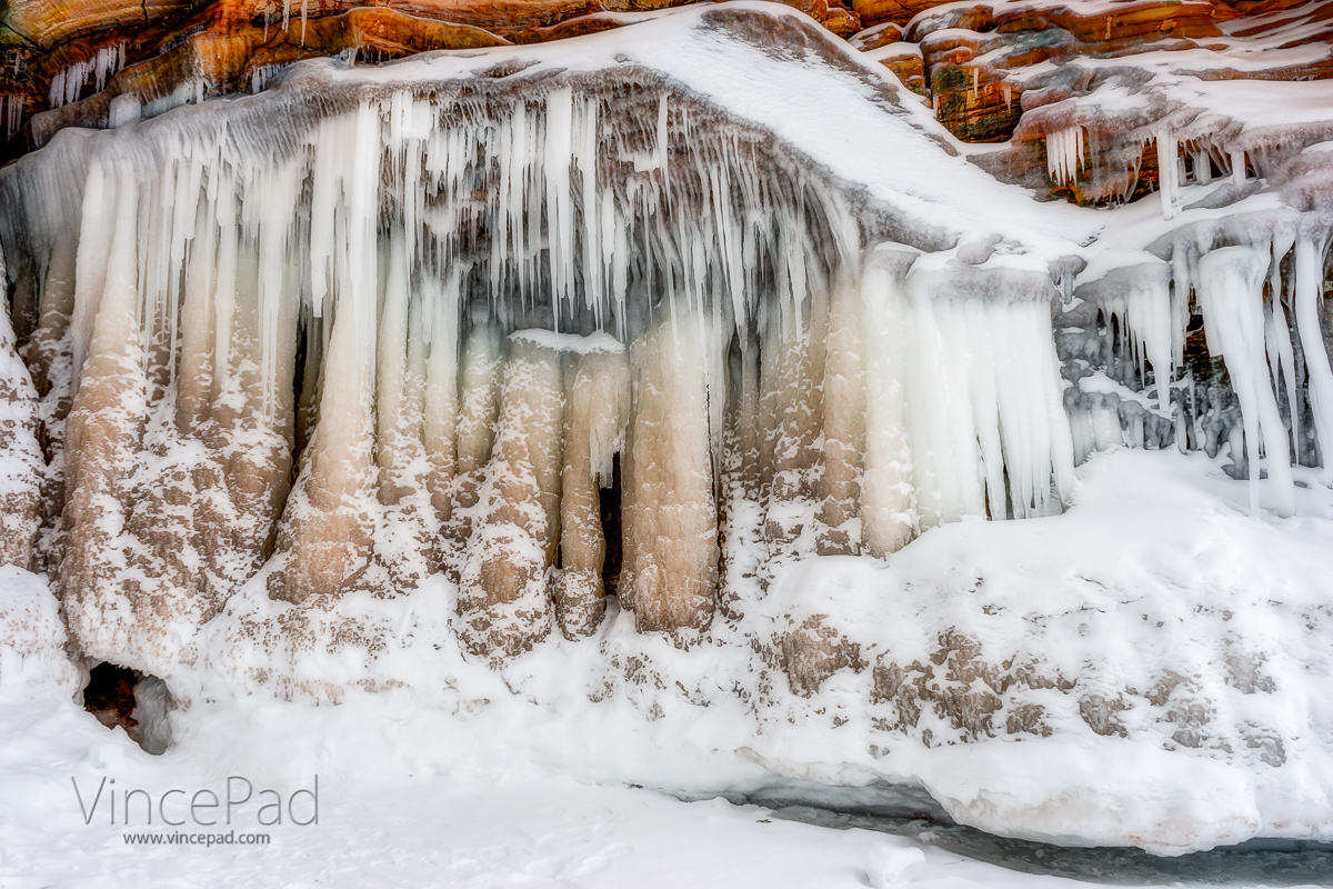 The reds, whites, and blues in this ice formation almost felt like patriotic bunting seen around national holidays.