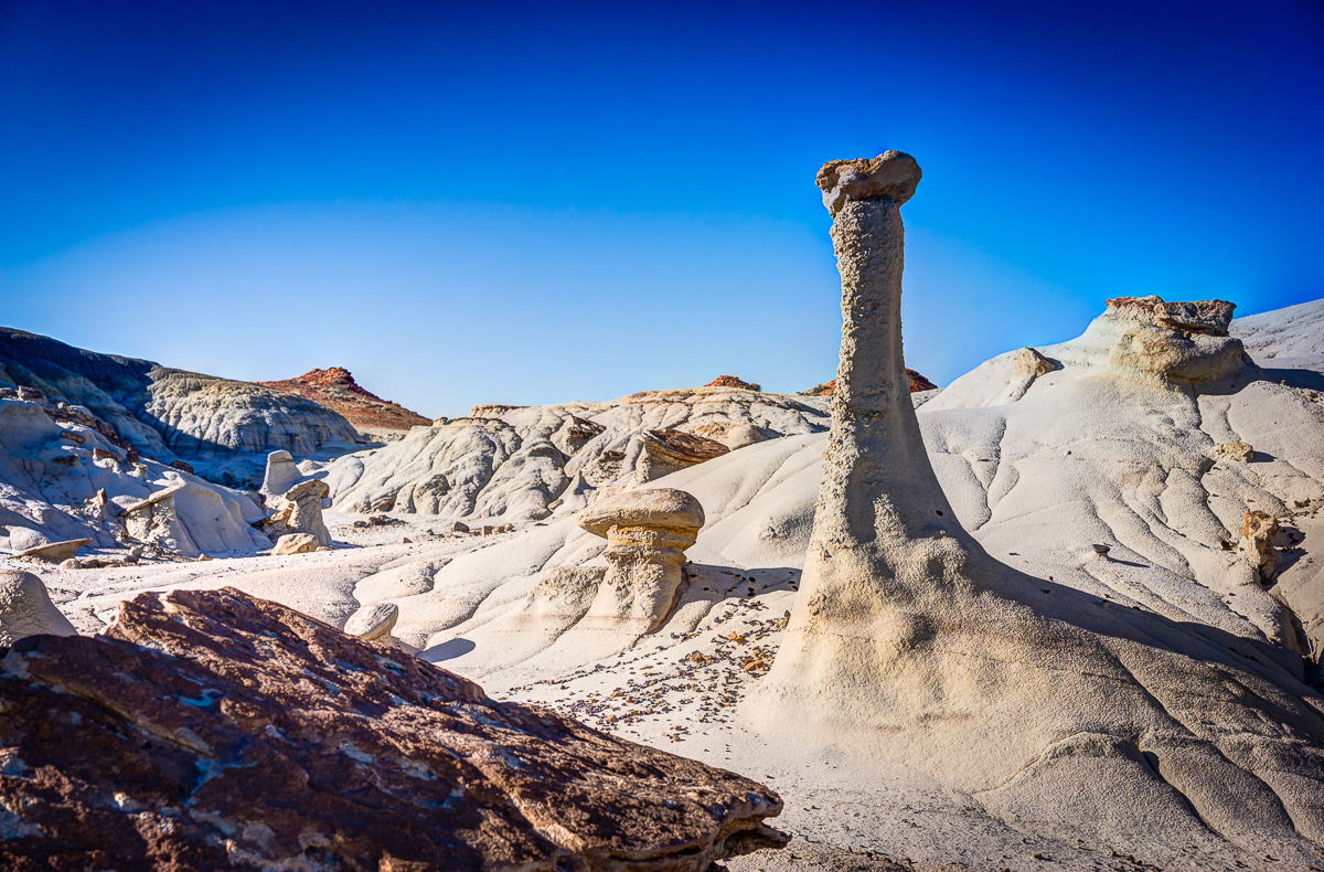 A classic "hoodoo," or chimney-shaped formation left by erosion.