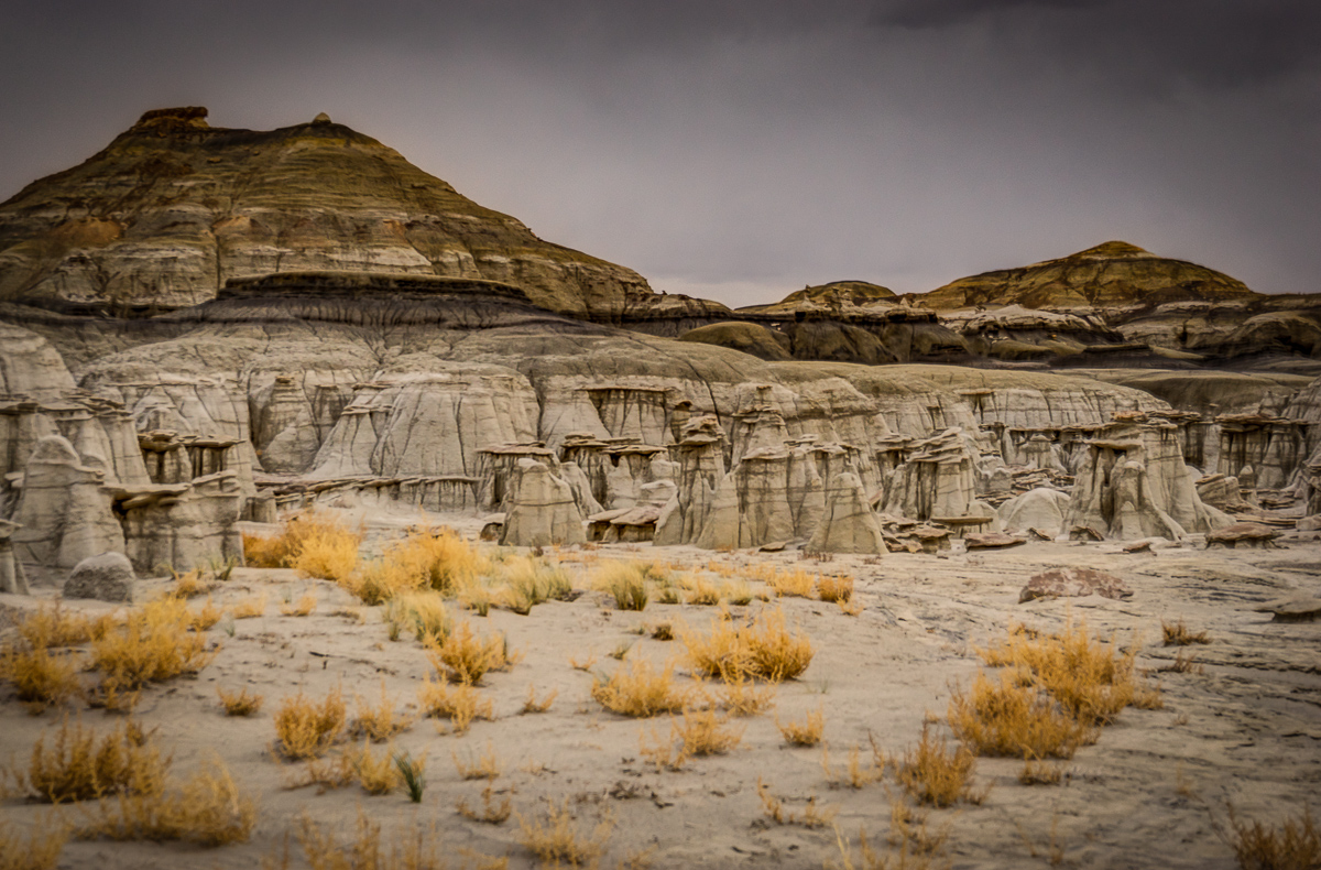 The layers of modern eroded sand, ashy clay, sandstone, coal, limestone, and other formations are clearly visible here.
