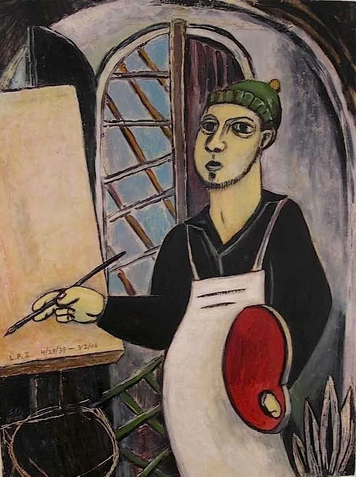 Self Portrait with Red Palette. SOLD