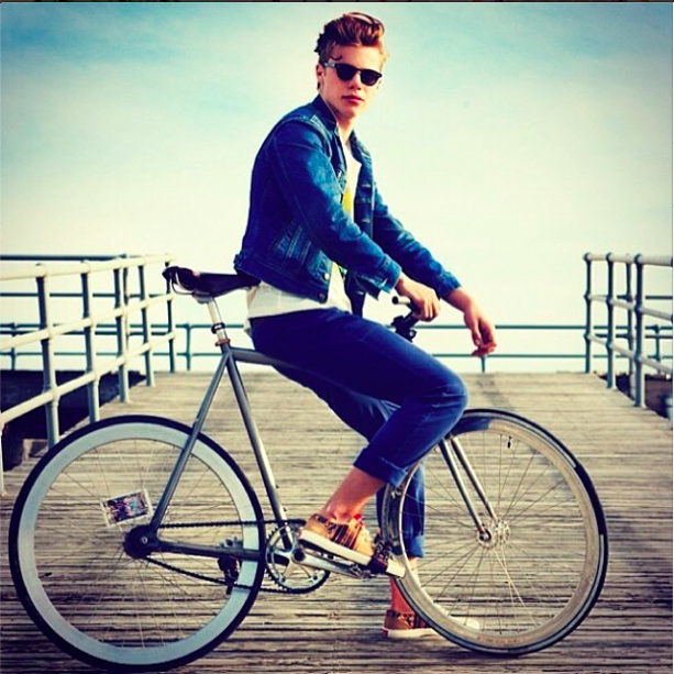 Model Liam on set