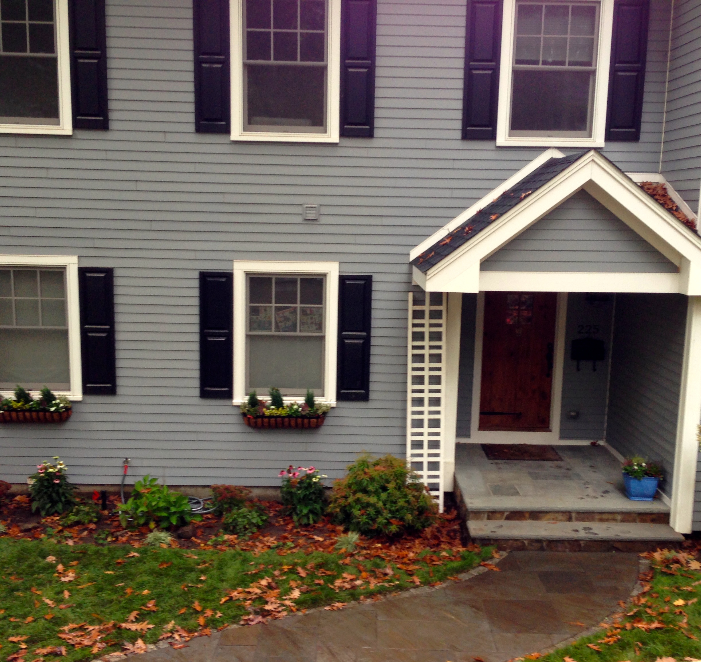 The trellis has yet to be mounted in place, a climbing hydrangea will soon crawl up and cover the wood.