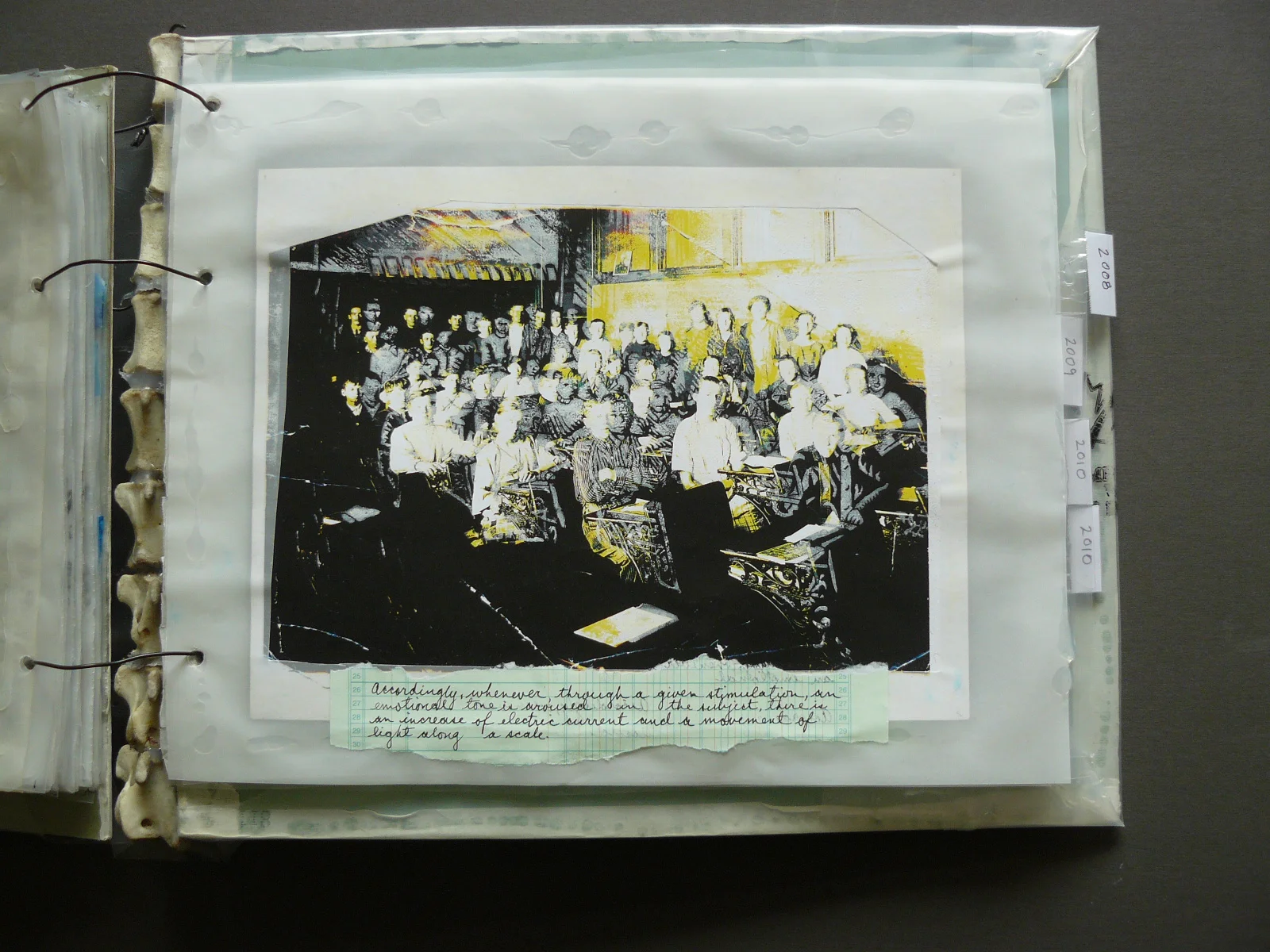 All that (i am), 2010 (detail). Artist book: linoprint, laser print, mixed media.