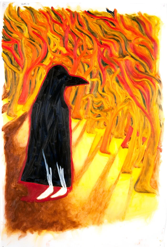 Yellow warbler, 2010. Oil pastel on polyester film.