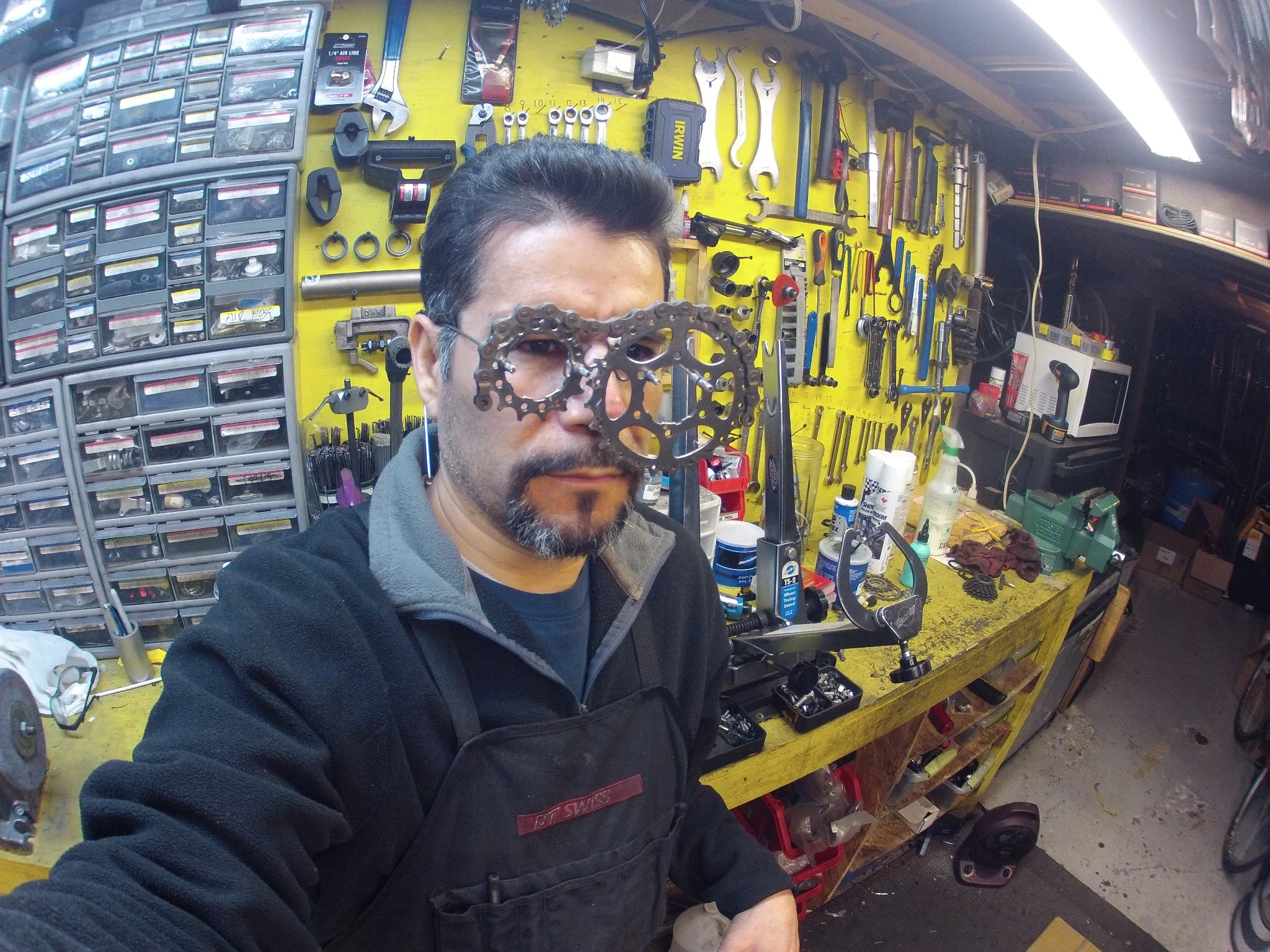  Mad? Yes. Scientist? In a way, the ultimate authority on everything bicycle Above, the rarely seen chain brow sprockometer..