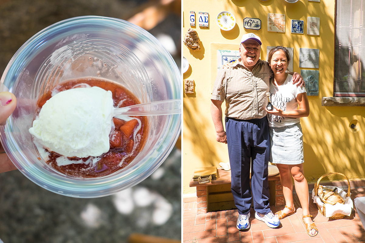 My favorite dessert - balsalmic infused strawberries with vanilla gelato. Plus my favorite photo with Giovanni Cavalli - quite a character, he wears stretchy pants! :)