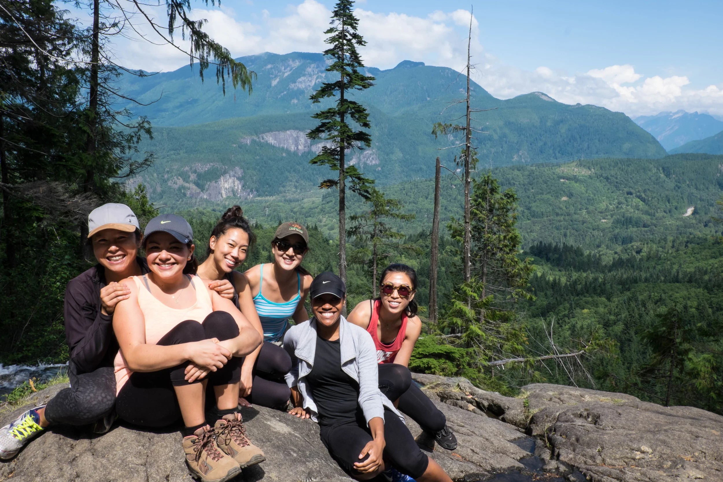 Lake Serene hike pit stop at Bridal Veil Falls.