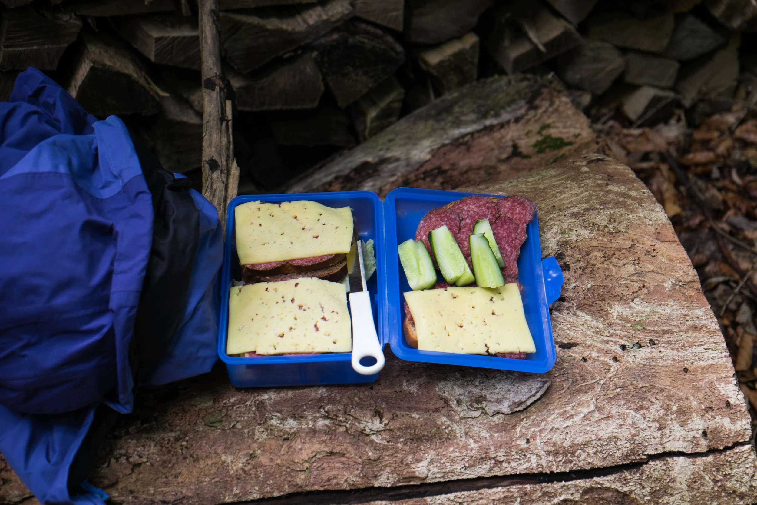 Our hiking snack that Kurt packed for us - rye bread + emmentaler cheese + salami + sliced cucumber - simple & satisfying.