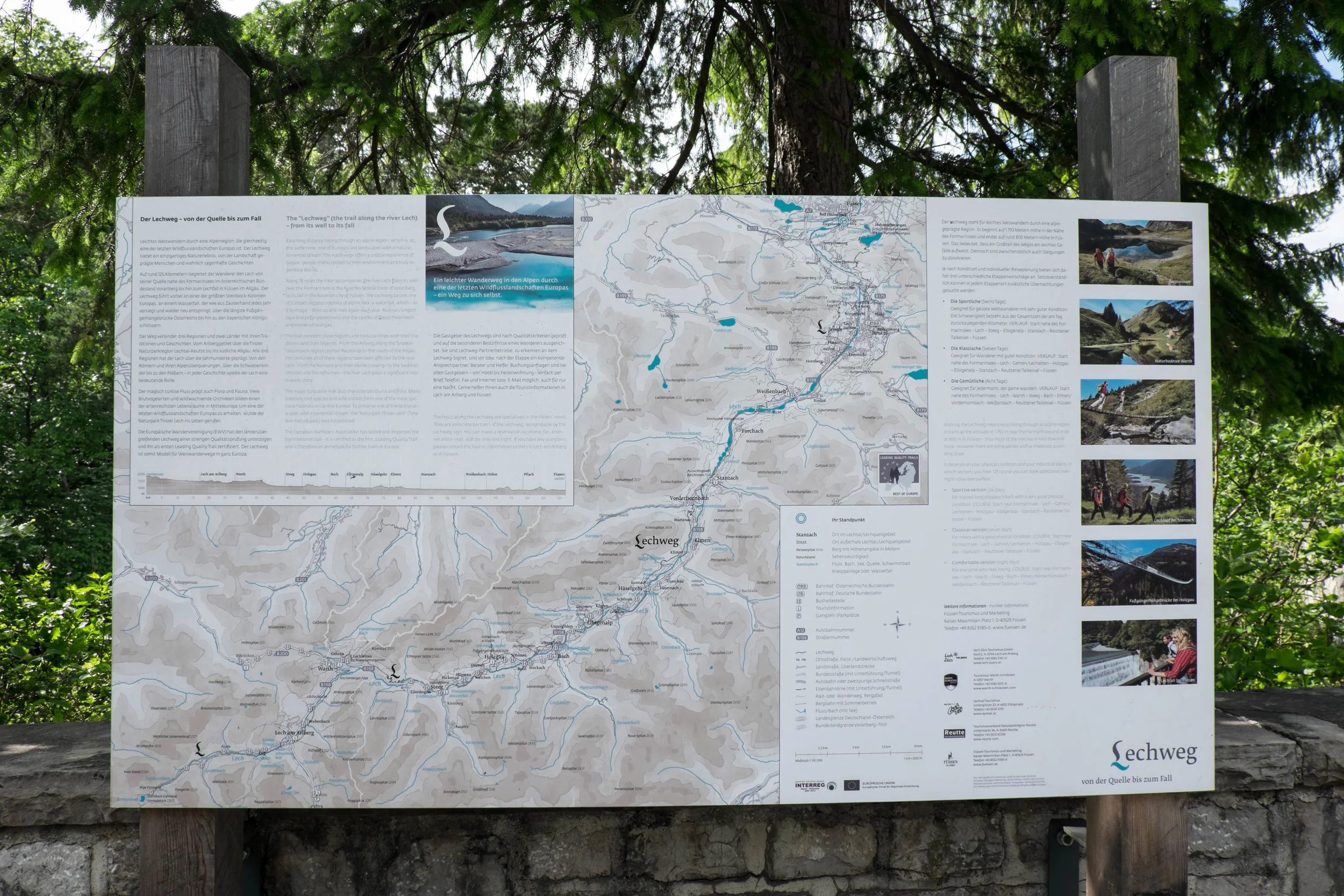 Lechweg trail and river map.