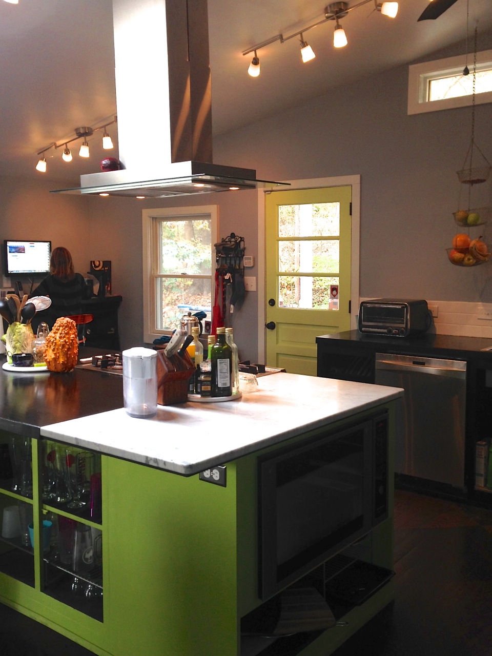 View of Renovated Kitchen towards existing Rear Entrance