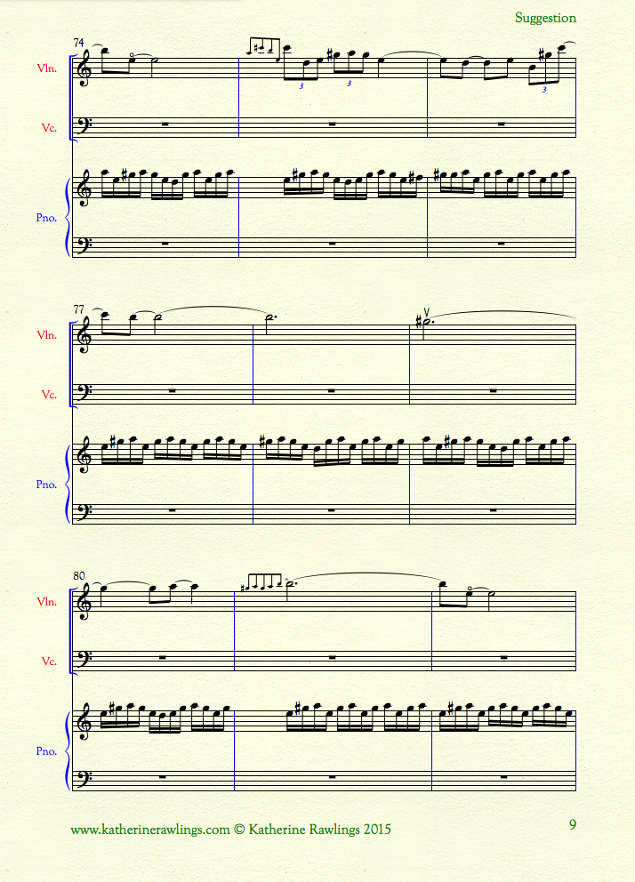 Example of Section B theme with Section C piano accompaniment. 