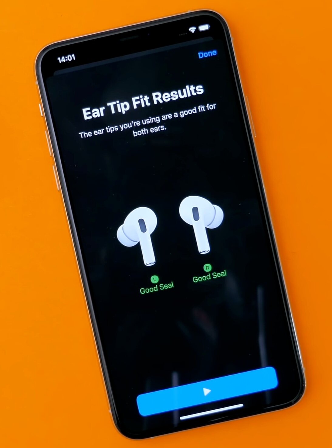 By taking the Ear Tip test you can see if you have the right rubber seal in
