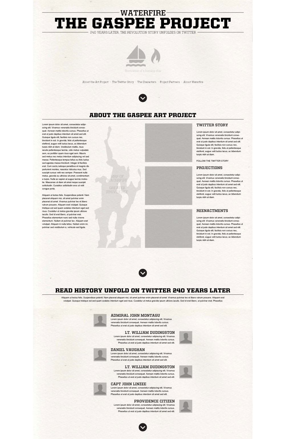 Wireframes for the event microsite
