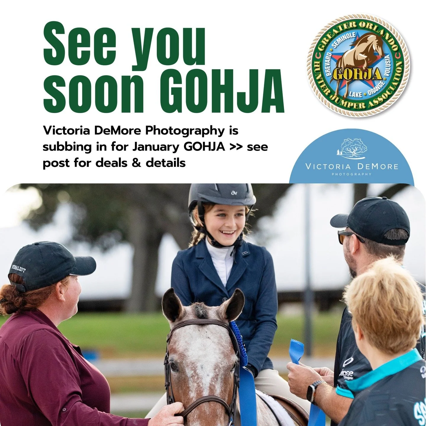 Victoria DeMore Photography is showing up locally! Our good friend, Molly Murtha, is out of town so she's asked us to make sure her GOHJA family is taken care of 💛 So, Victoria will see you this coming Saturday, January 10th at Clarcona! 

💛As Moll