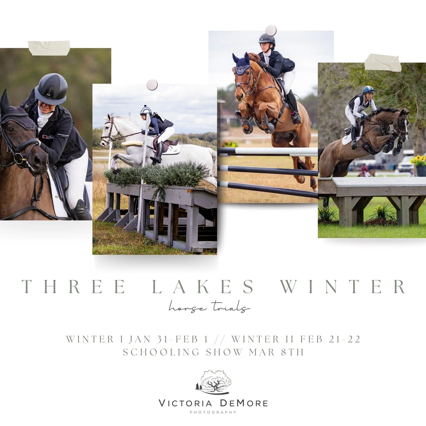 ⏰It's almost time! Three Lakes Horse Trials will soon be here! Victoria DeMore Photography is excited to join you again this year for both recognized weekends AND new for this year we'll be with you for the schooling show! 

📷Our team is ready to go
