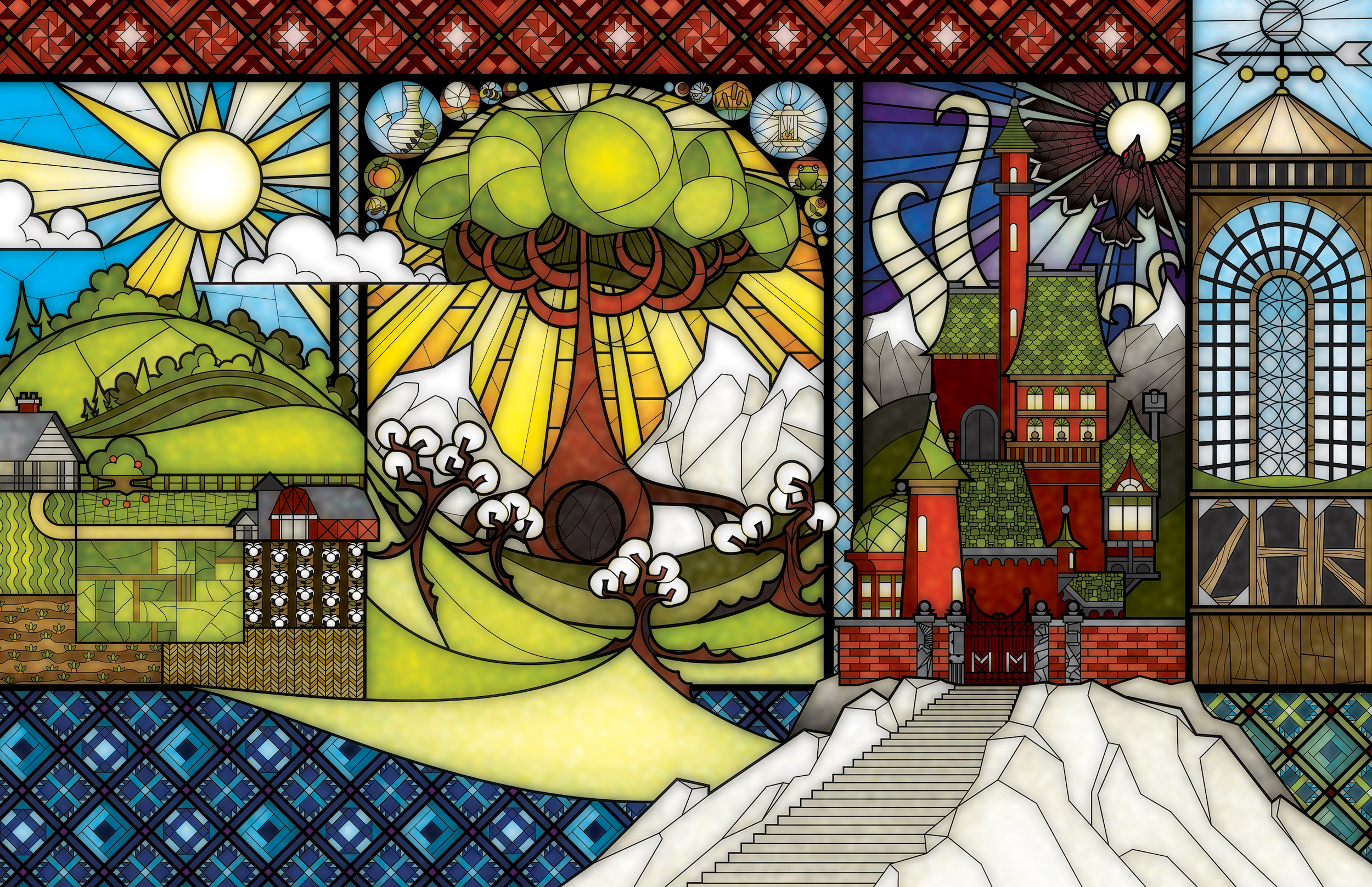 The Far Dark End Stained Glass Illustration