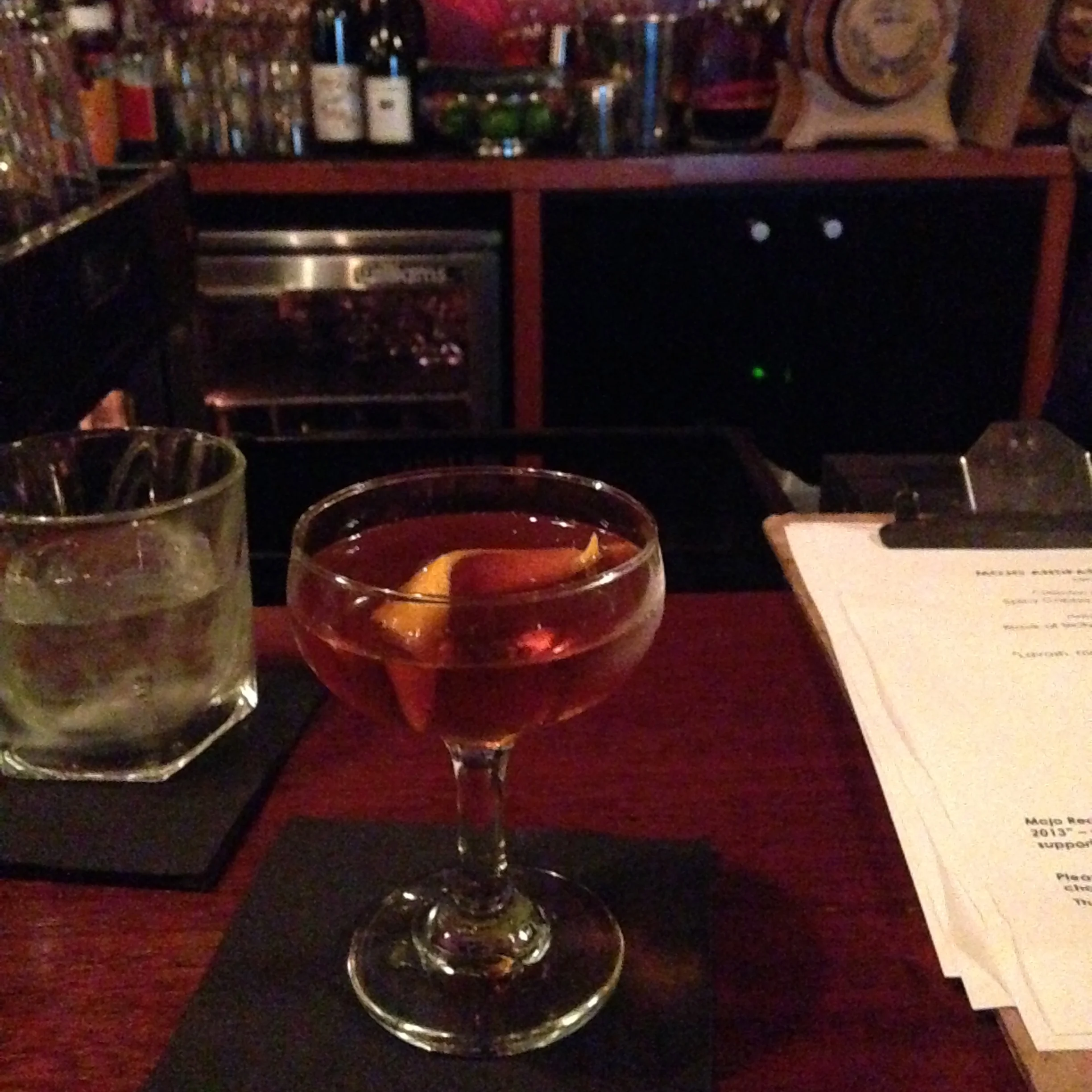 I asked the bartender at Mojo Record Bar to surprise me with a cocktail.