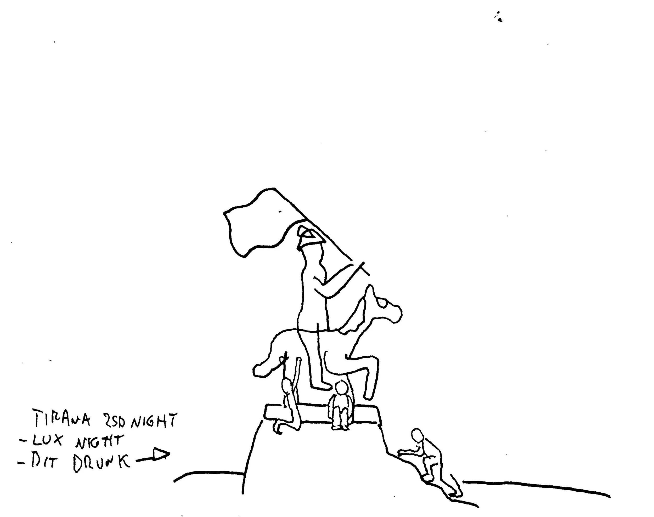 'Three friends on a monument'