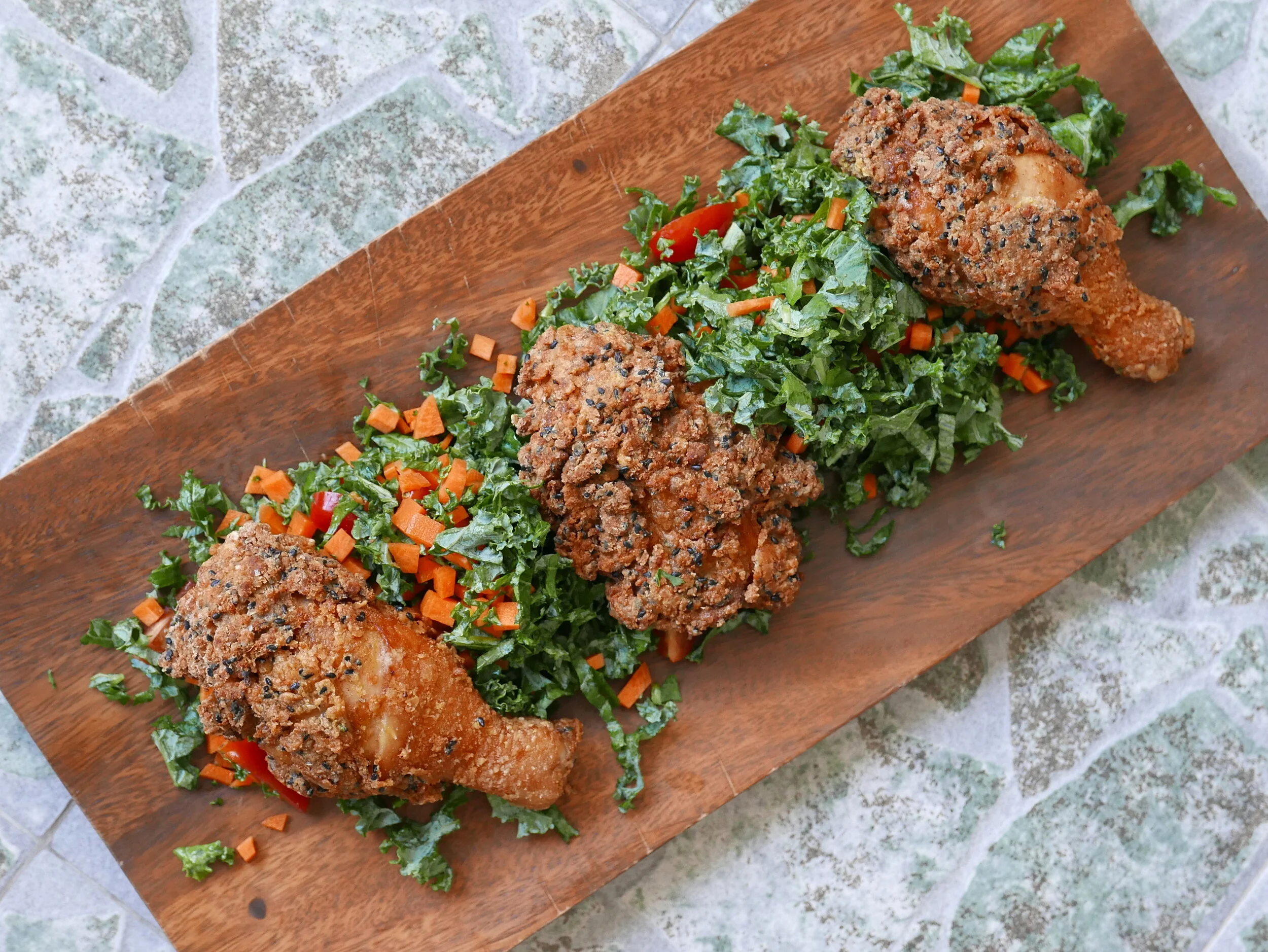 Comfort Fried Chicken with Kale Greens