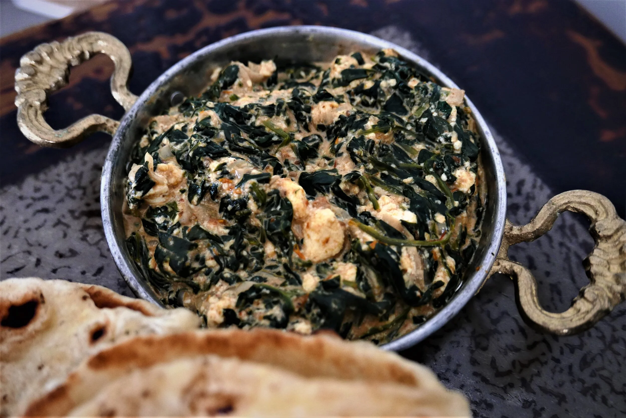 Chunky Palak Paneer with Stove Top Naan